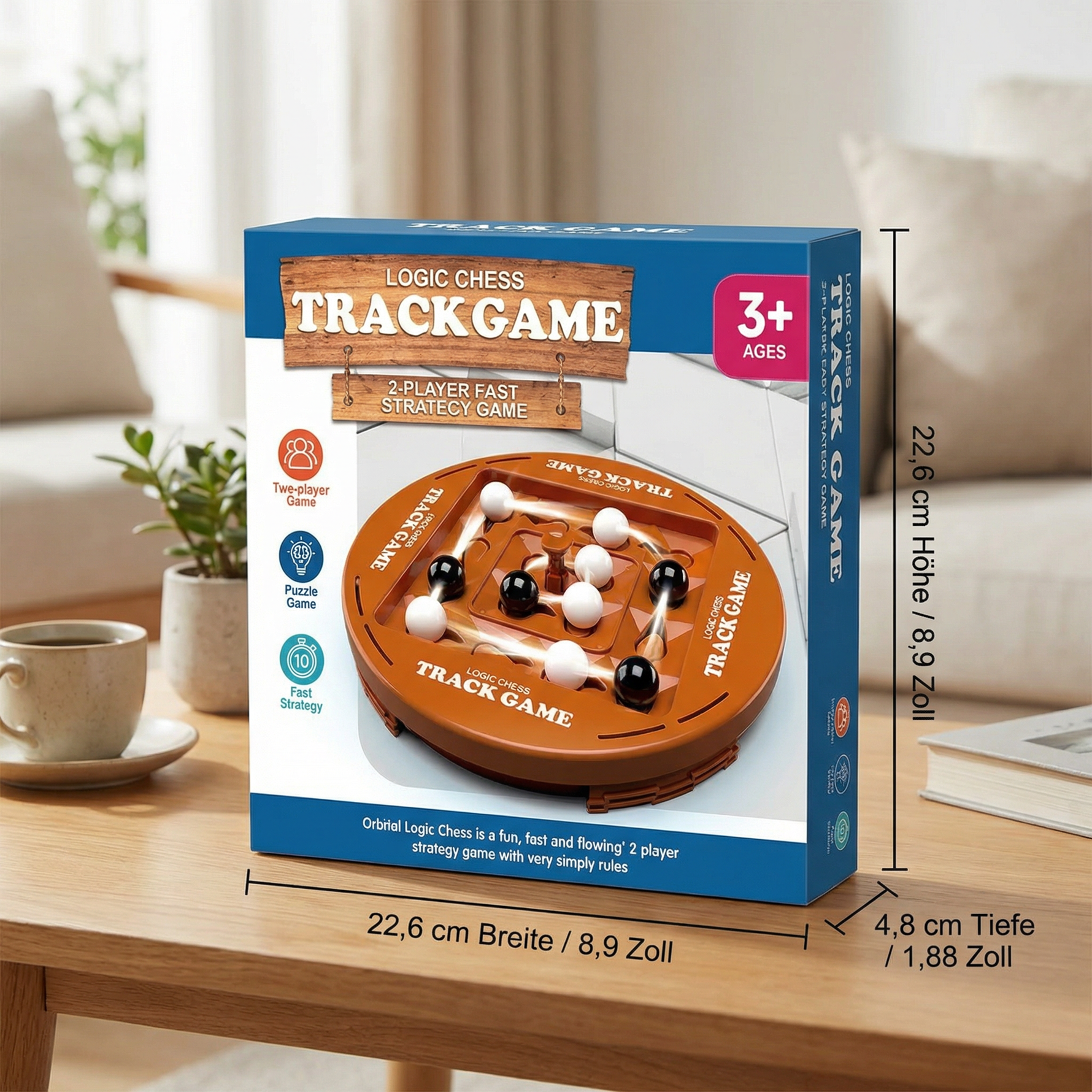 Logikspiel für Kinder und Familie – Drehbares Schach und 4-Gewinnt