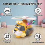 360° drehendes Tiger-Spielzeugflugzeug für Kinder mit Licht und Sound