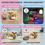 360° drehendes Tiger-Spielzeugflugzeug für Kinder mit Licht und Sound