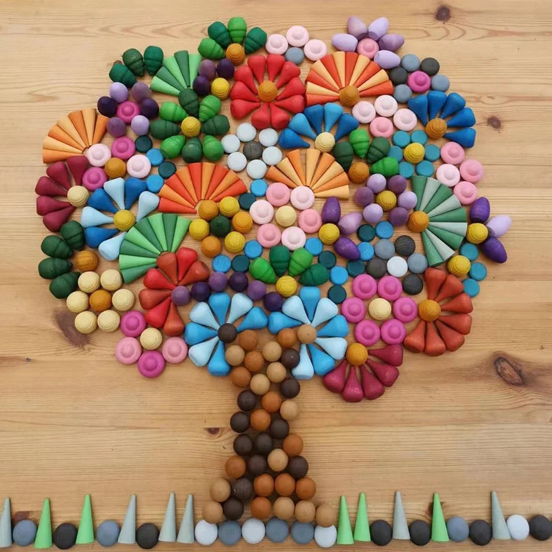 Bunte Holzbausteine für kreatives Spielen