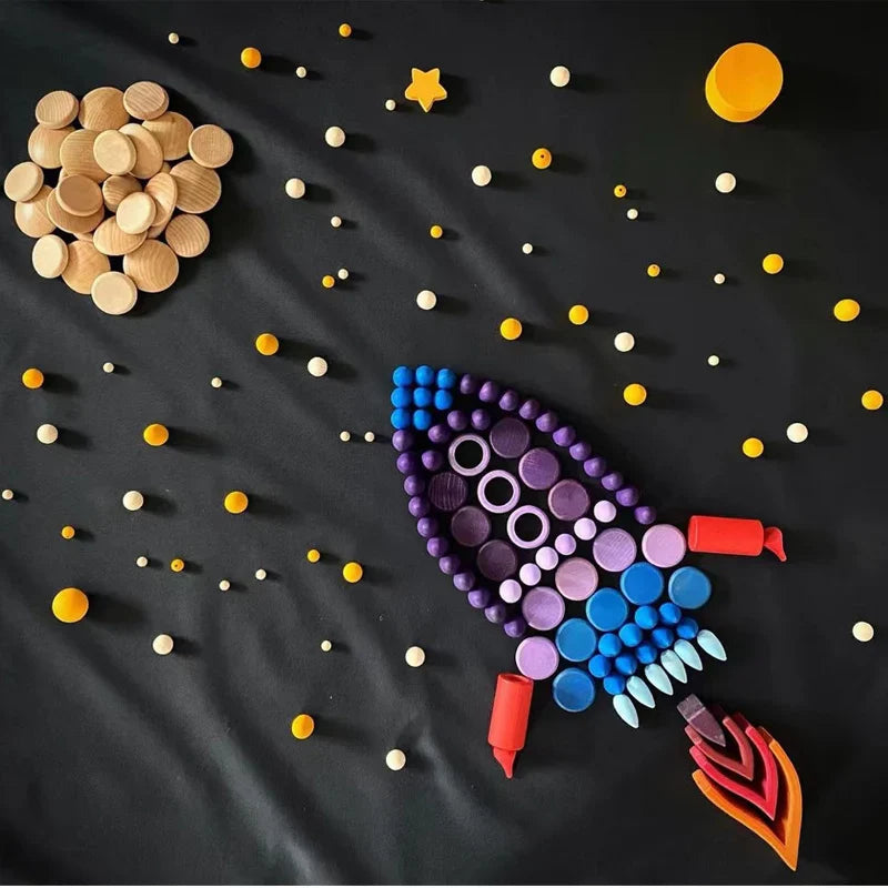 Bunte Holzbausteine für kreatives Spielen
