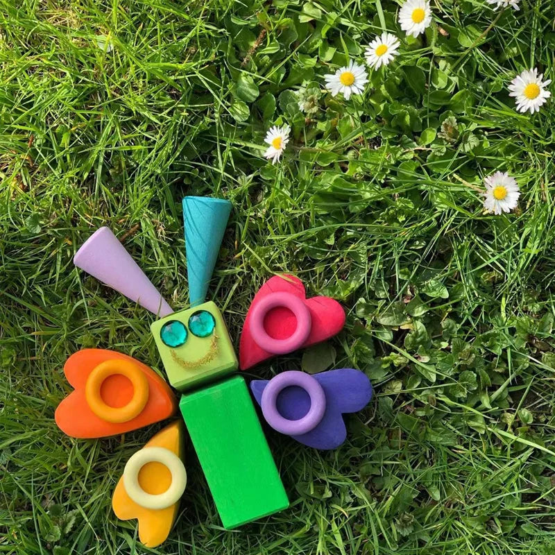 Bunte Holzbausteine für kreatives Spielen