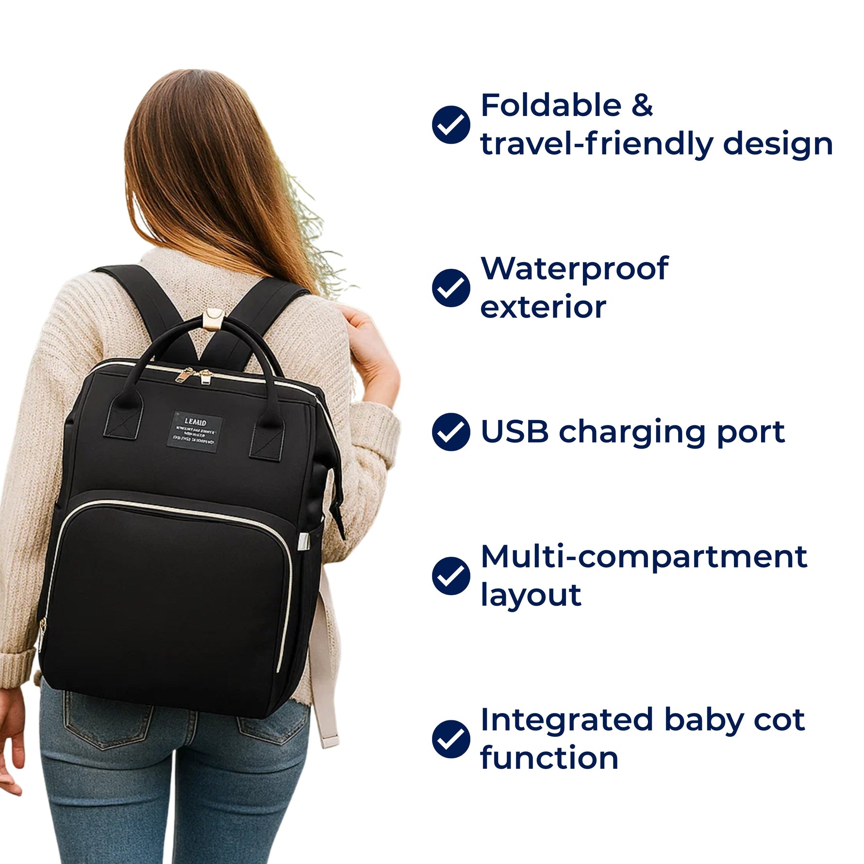 Faltbares Reisebett für Babys – Wasserfestes Design – USB-Ladeanschluss