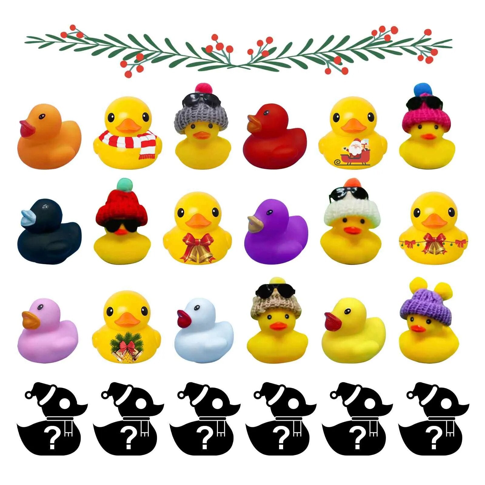 Weihnachtlicher Badeente Adventskalender 2024 mit 24 Überraschungen