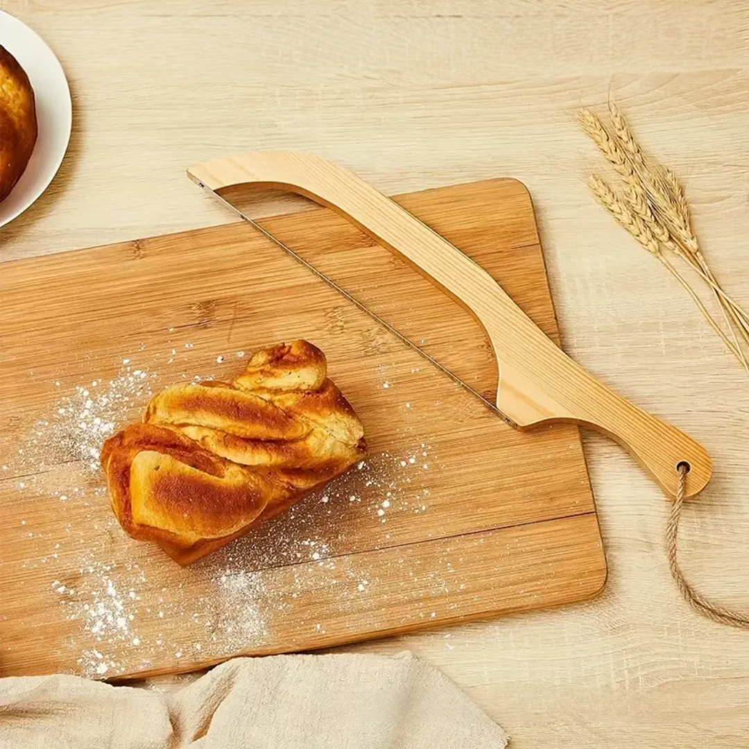 Precise Bread Slicer with Bamboo Handle for Perfect Slices