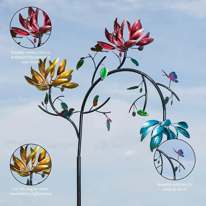 Faszinierender Sommer-Windspinner mit bunten Blumen