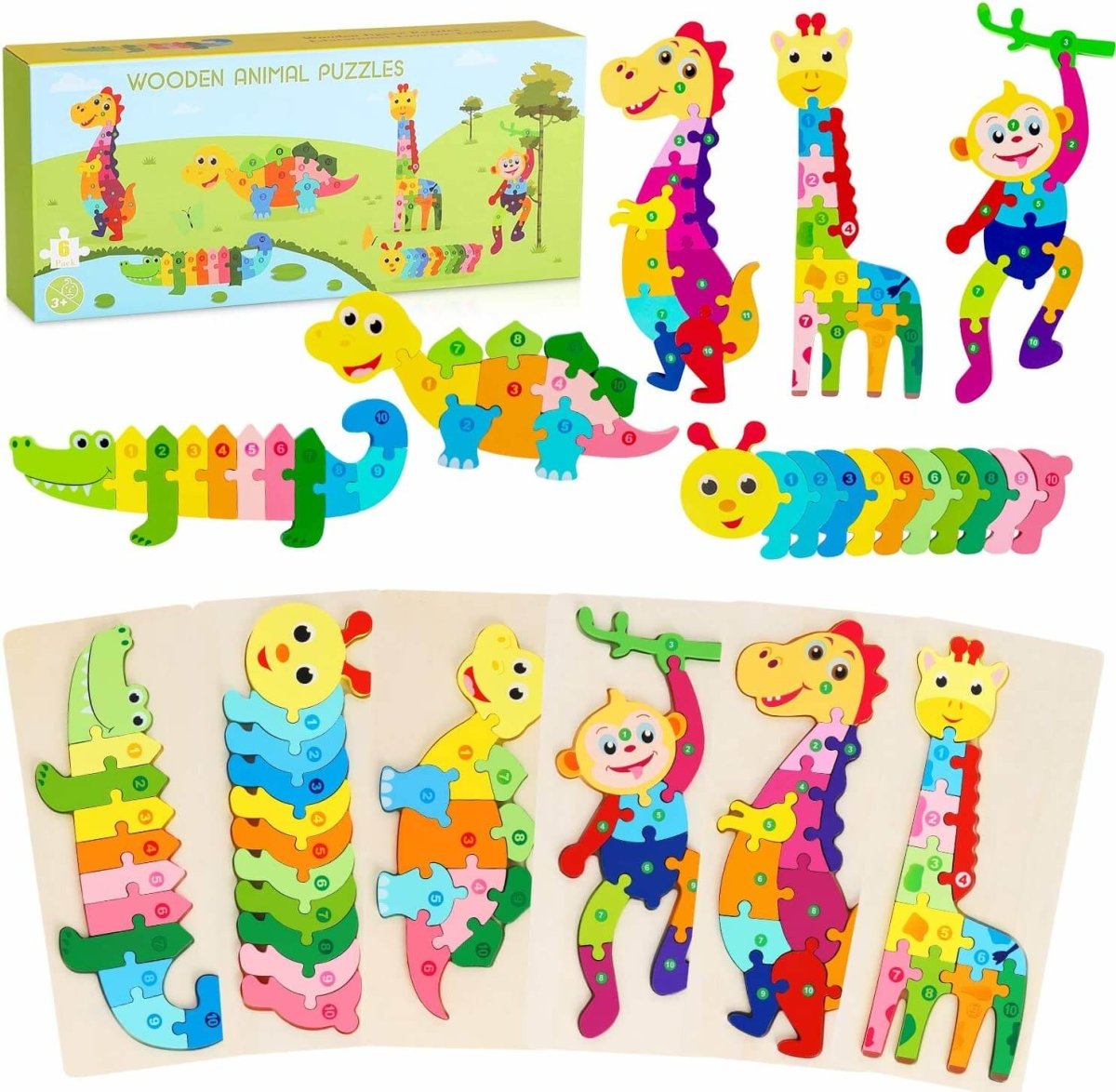 Beliebte Tier-Puzzle im 6er Set