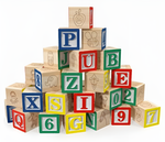 Beliebte Montessori ABC Bauklötze aus Holz
