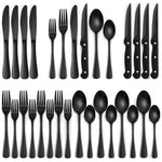 Elegantes Besteckset | 24-teiliges Set in Matt-Schwarz | Mit Steakmessern