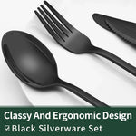 Elegantes Besteckset | 24-teiliges Set in Matt-Schwarz | Mit Steakmessern