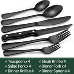 Elegantes Besteckset | 24-teiliges Set in Matt-Schwarz | Mit Steakmessern