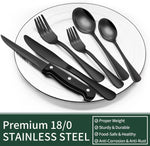 Elegantes Besteckset | 24-teiliges Set in Matt-Schwarz | Mit Steakmessern