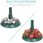 Solarbetriebene Vogelbadewanne mit Ständer, integriertem Blumentopf und LED-Lampe