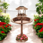 Solarbetriebene Vogelbadewanne mit Ständer, integriertem Blumentopf und LED-Lampe