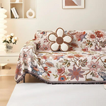 Elegant Blanket with Floral Design and Rustic Fringes