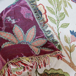 Elegant Blanket with Floral Design and Rustic Fringes