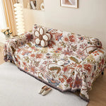 Elegant Blanket with Floral Design and Rustic Fringes