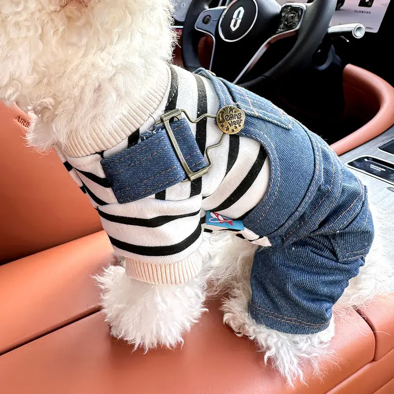 BlueBark | Modische gestreifte Jeansjacke für Hunde