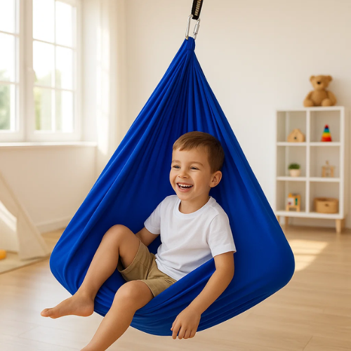 KuschelNest – Baumwoll-Sinnes-Therapieschaukel für Kinder