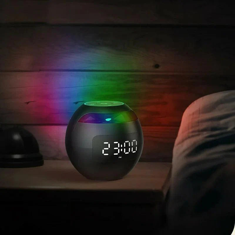 Bluetooth Speaker Alarm Clock with LED Night Light and 2200mAh Battery - Multifunctional Sound System
