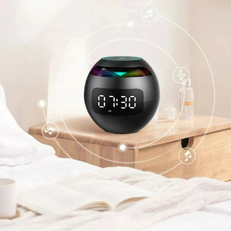 Bluetooth Speaker Alarm Clock with LED Night Light and 2200mAh Battery - Multifunctional Sound System
