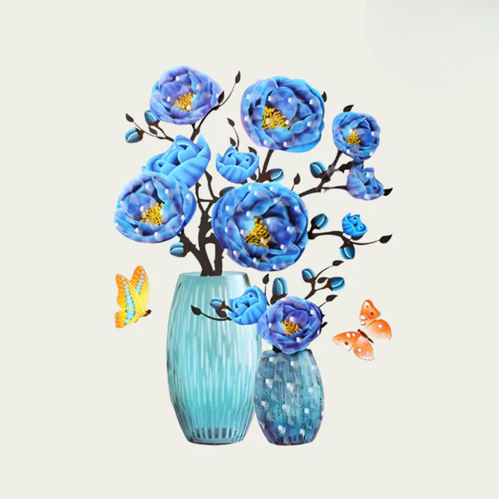 Wandsticker mit Blumen und Schmetterlingen | Wiederverwendbar | Dekorative Verwandlung