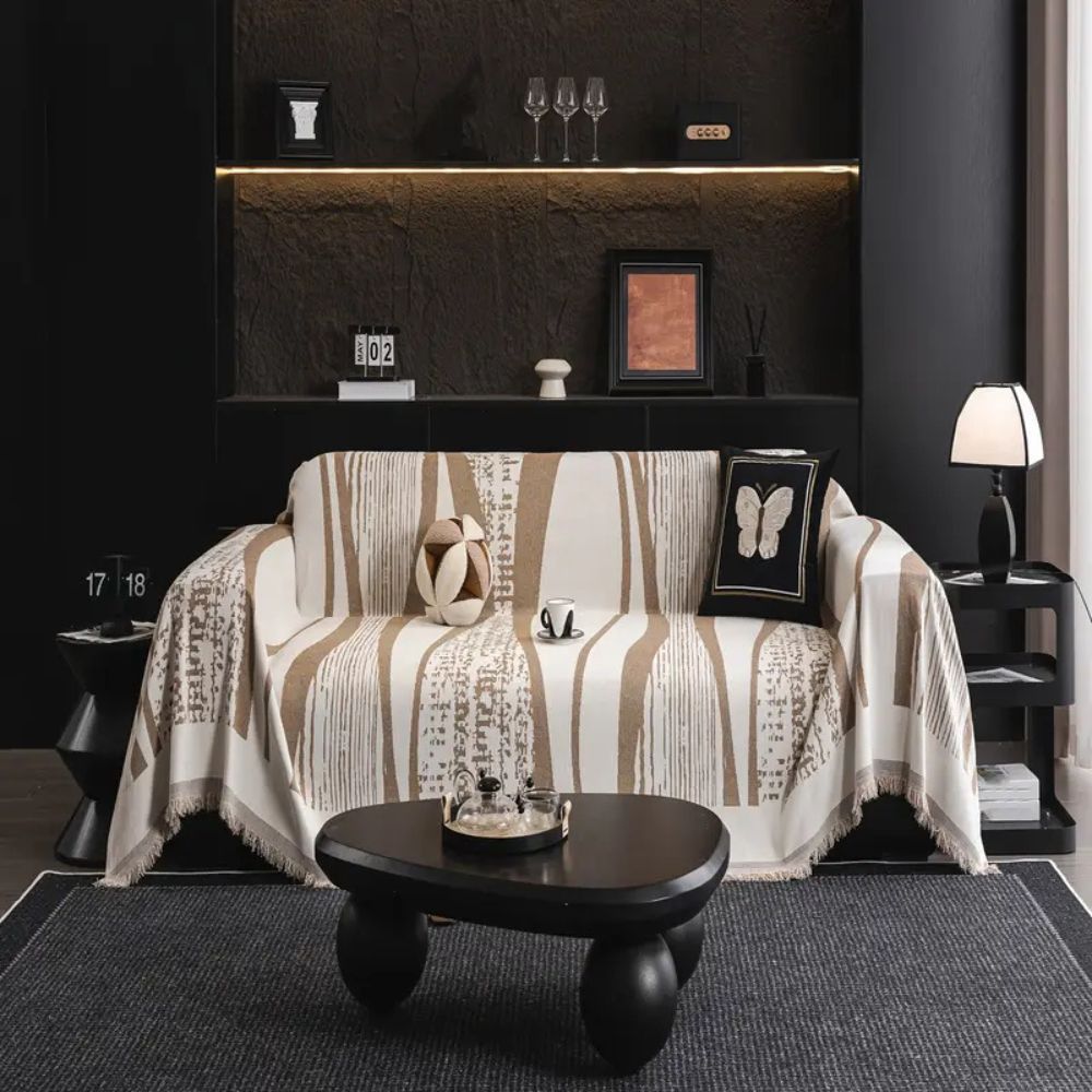 Elegant Bohemian Fringed Microfiber Sofa Throw