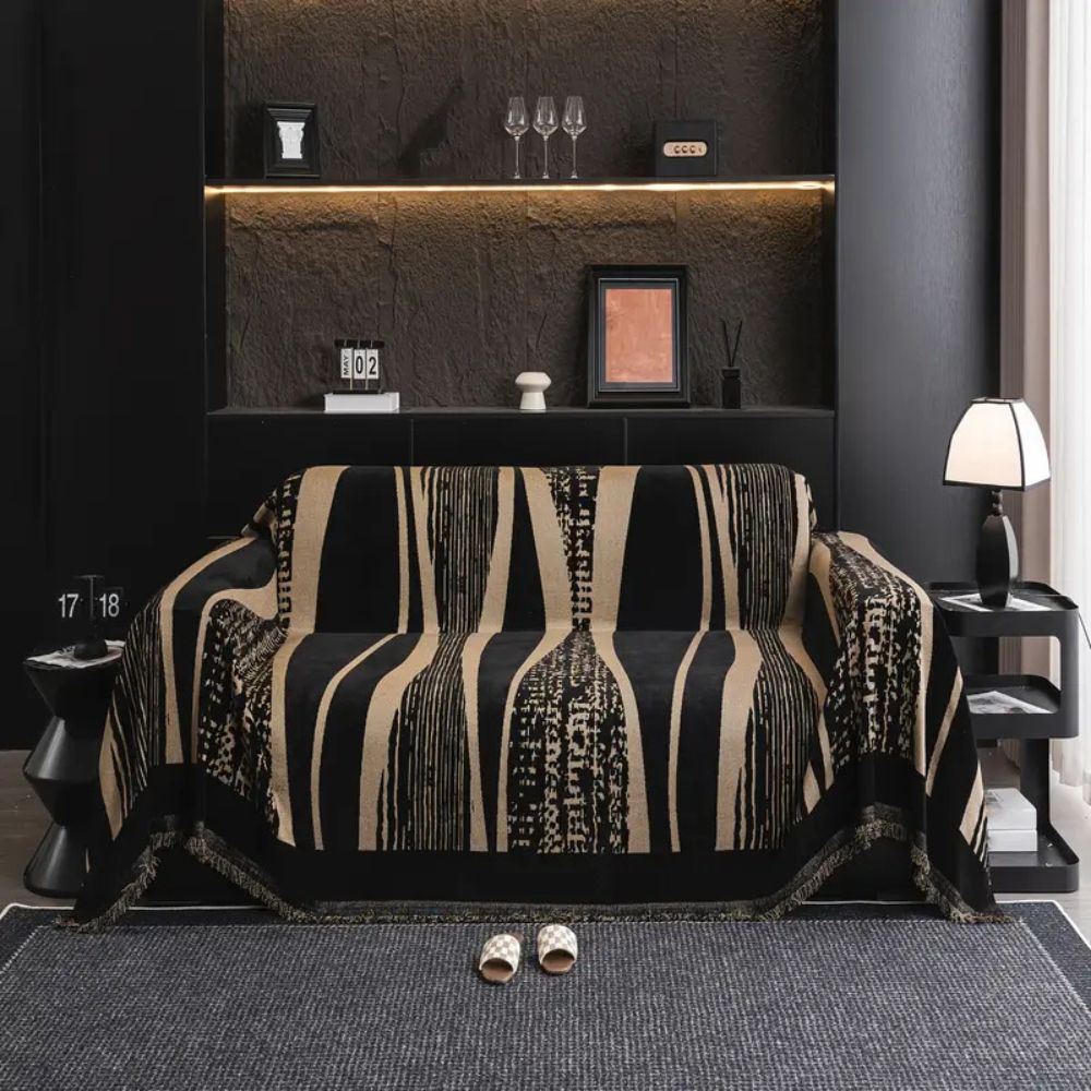 Elegant Bohemian Fringed Microfiber Sofa Throw