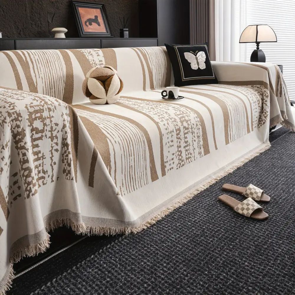 Elegant Bohemian Fringed Microfiber Sofa Throw