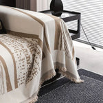 Elegant Bohemian Fringed Microfiber Sofa Throw
