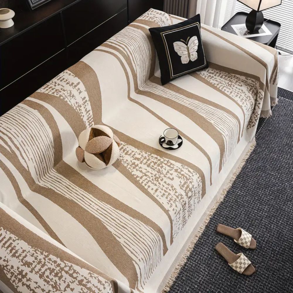 Elegant Bohemian Fringed Microfiber Sofa Throw