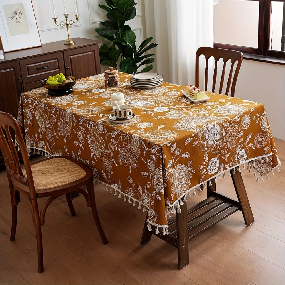 Blütenzauber | Elegante Tischdecke mit Quasten für jeden Anlass