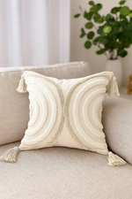 Boho-Inspired Decorative Pillow Cover – Stylish Textured Fringe for Sofa and Bedroom