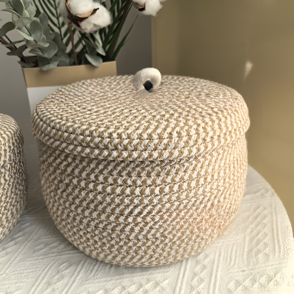 Runder Aufbewahrungskorb mit Deckel – Elegantes Design