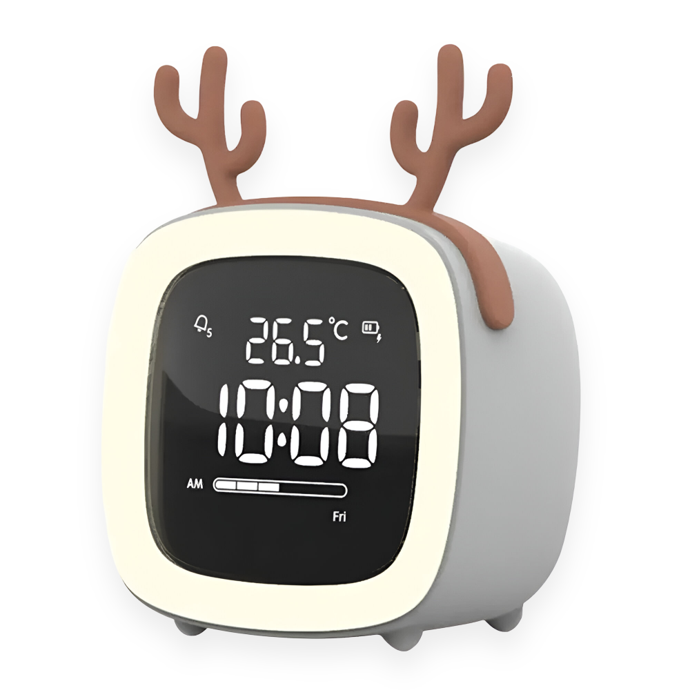 Cozy Alarm Clock with LED Night Light – Digital Display and Timer for Kids