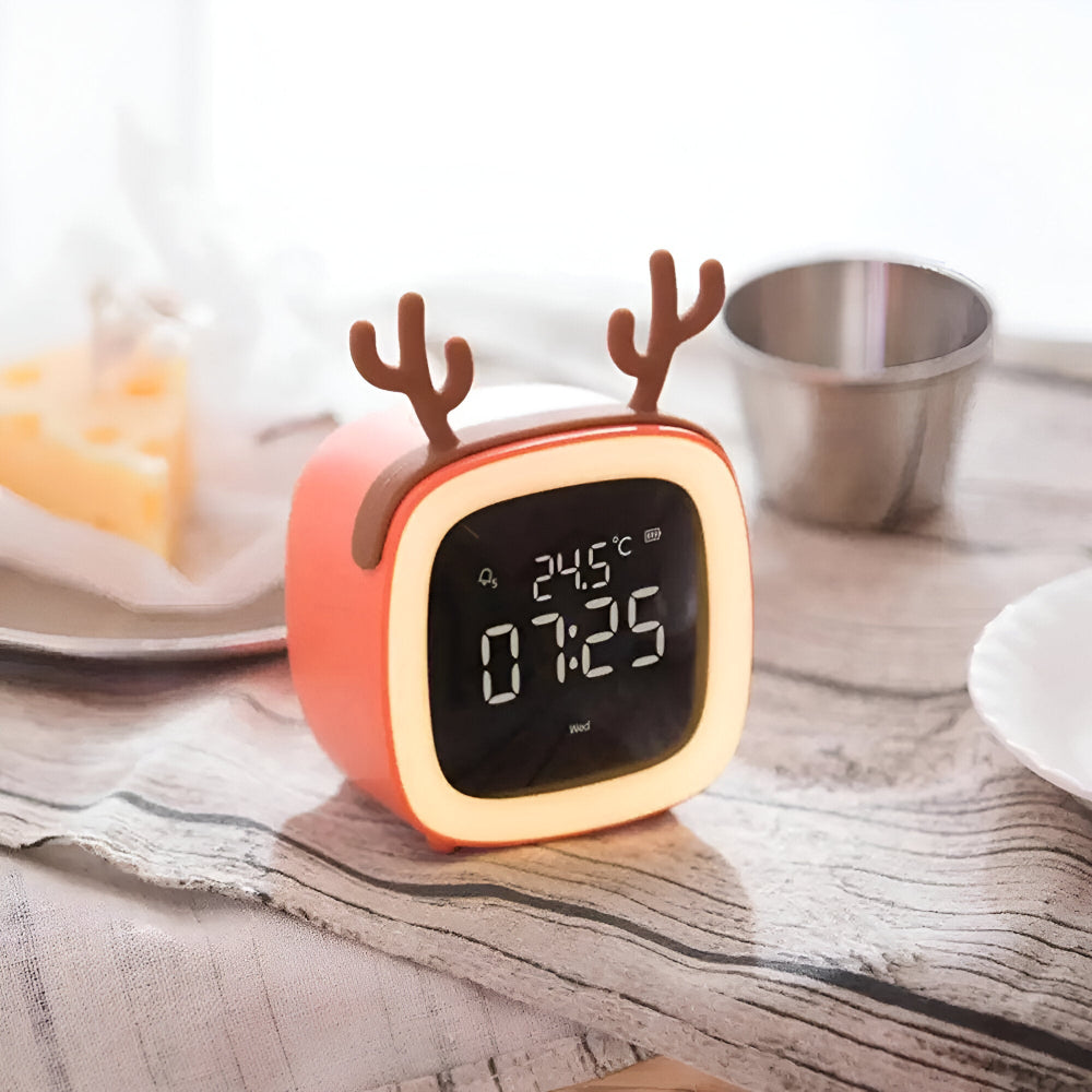 Cozy Alarm Clock with LED Night Light – Digital Display and Timer for Kids