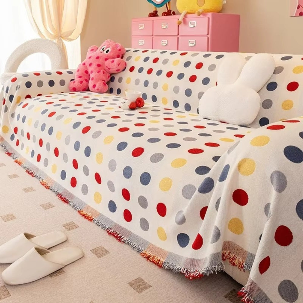Vibrant Dotted Sofa Throw for a Modern Living Space