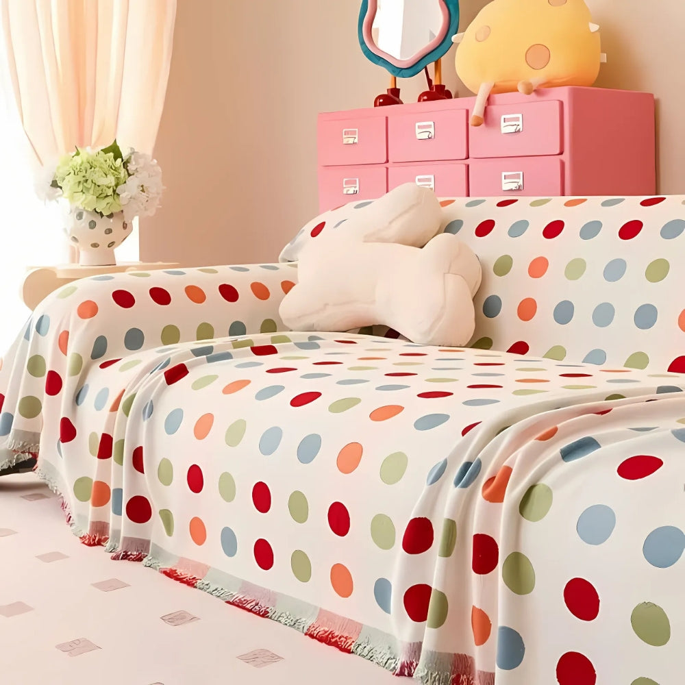 Vibrant Dotted Sofa Throw for a Modern Living Space