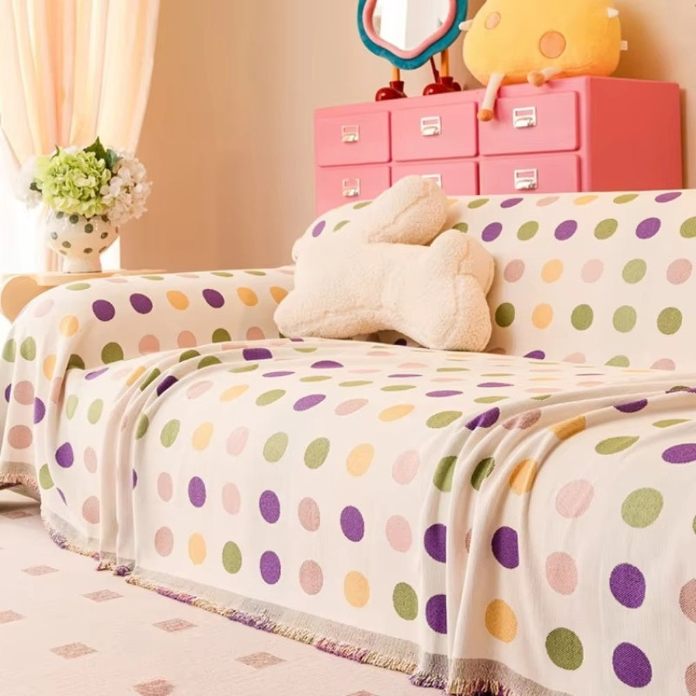 Vibrant Dotted Sofa Throw for a Modern Living Space
