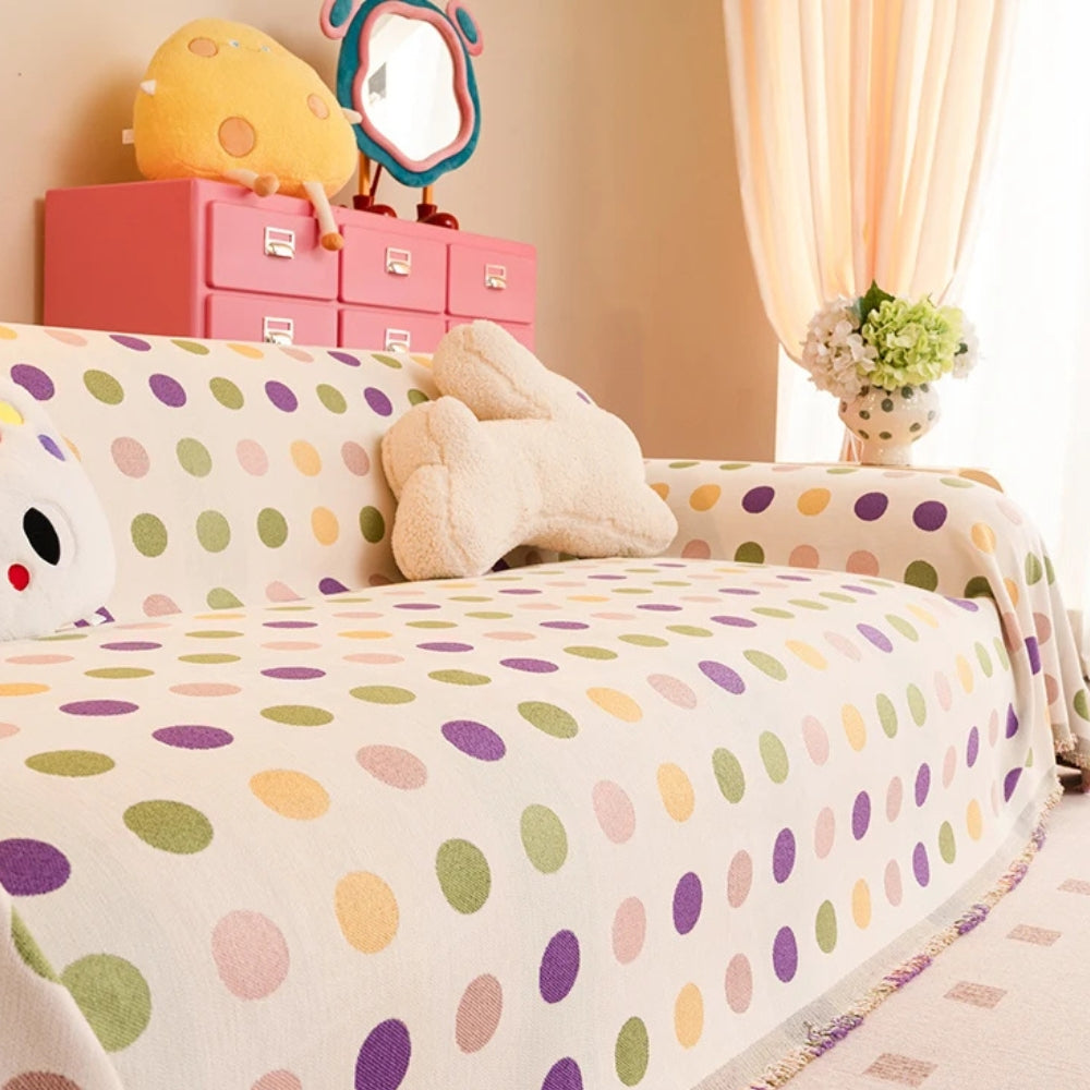 Vibrant Dotted Sofa Throw for a Modern Living Space