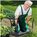 Multifunktionale Gartenbank mit Kniepolster und Werkzeugtaschen