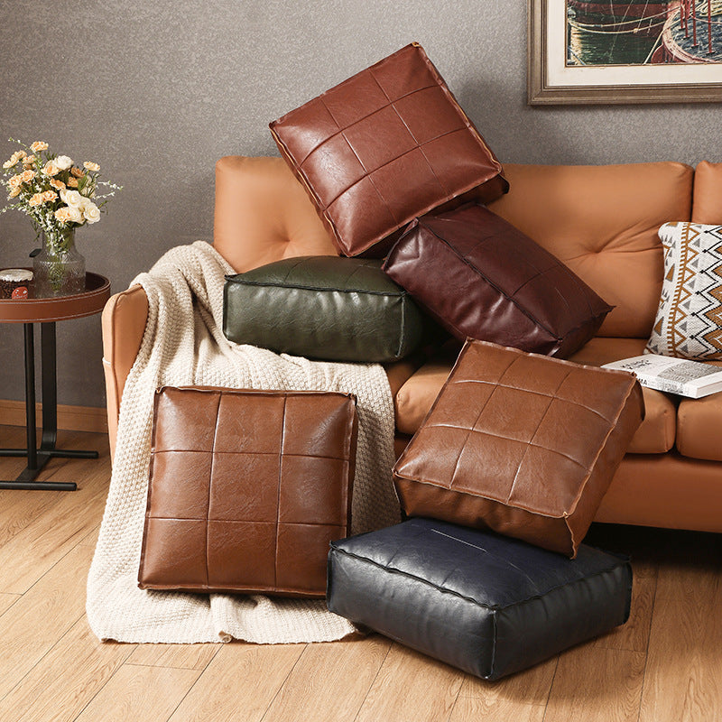 Eleganter Sitzpouf aus Kunstleder mit modernem Gitterdesign