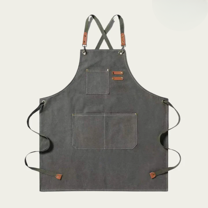 Praktische Arbeits-Schürze mit Kreuzgurten und Taschen