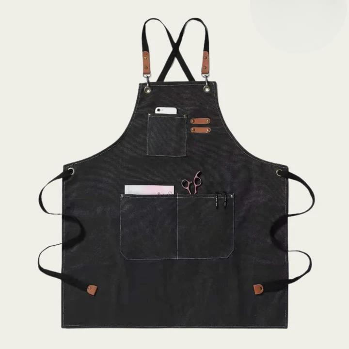 Praktische Arbeits-Schürze mit Kreuzgurten und Taschen