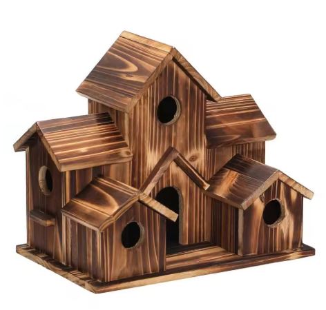 Vogelhaus aus Holz mit 6 Eingängen für kleine Vögel