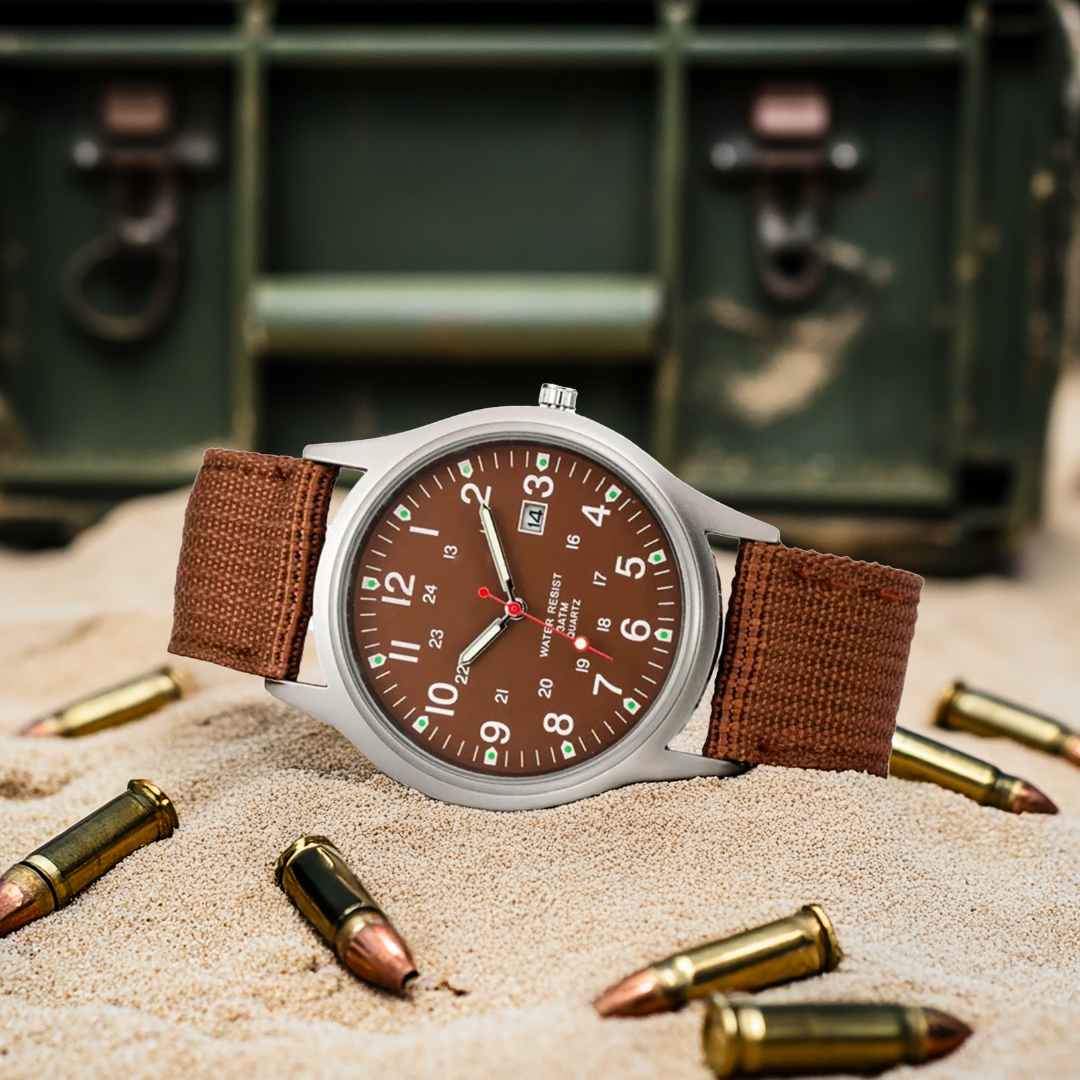 Elegante Armbanduhr im Militärstil