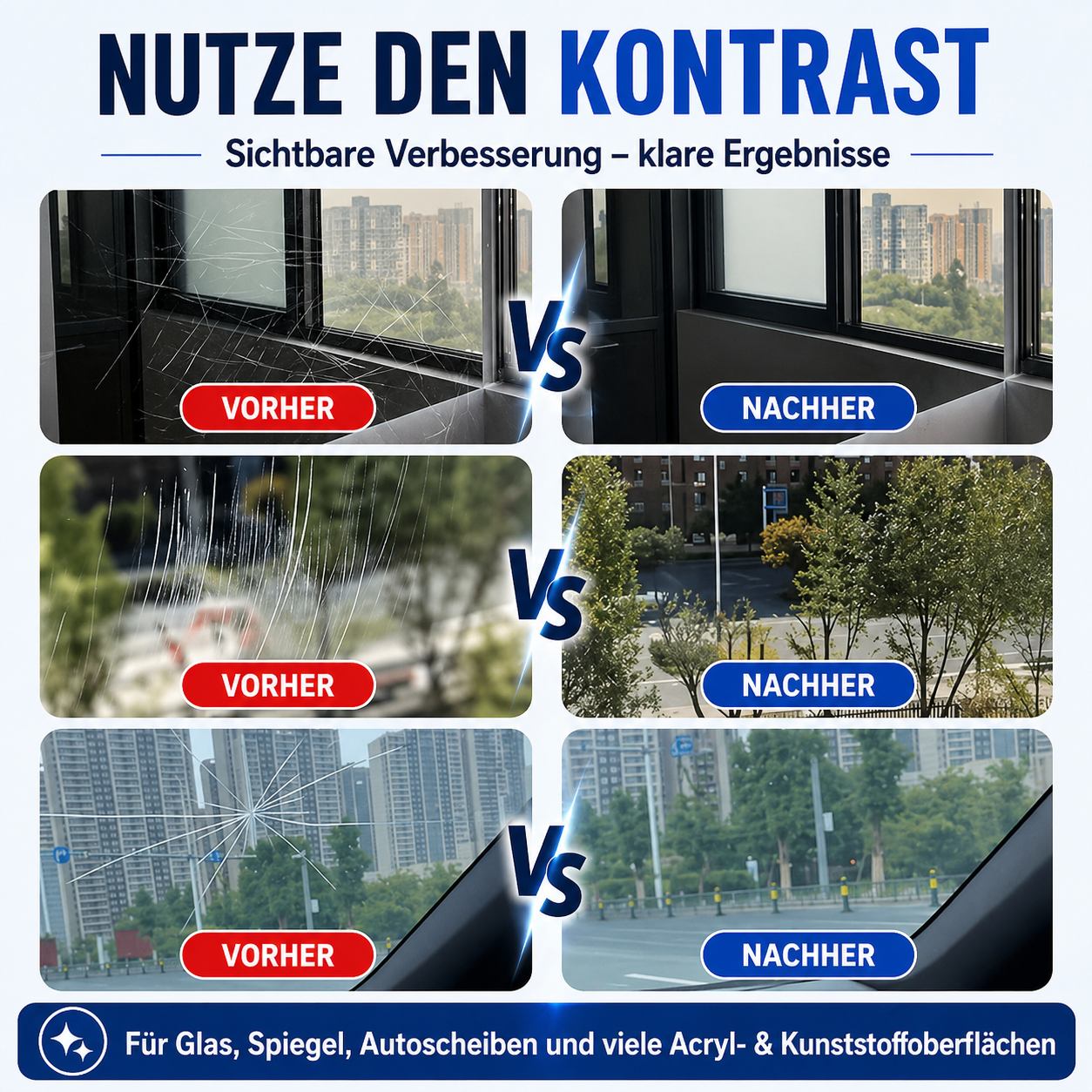 Glanzende Glasreinigungspaste für Kratzerbeseitigung