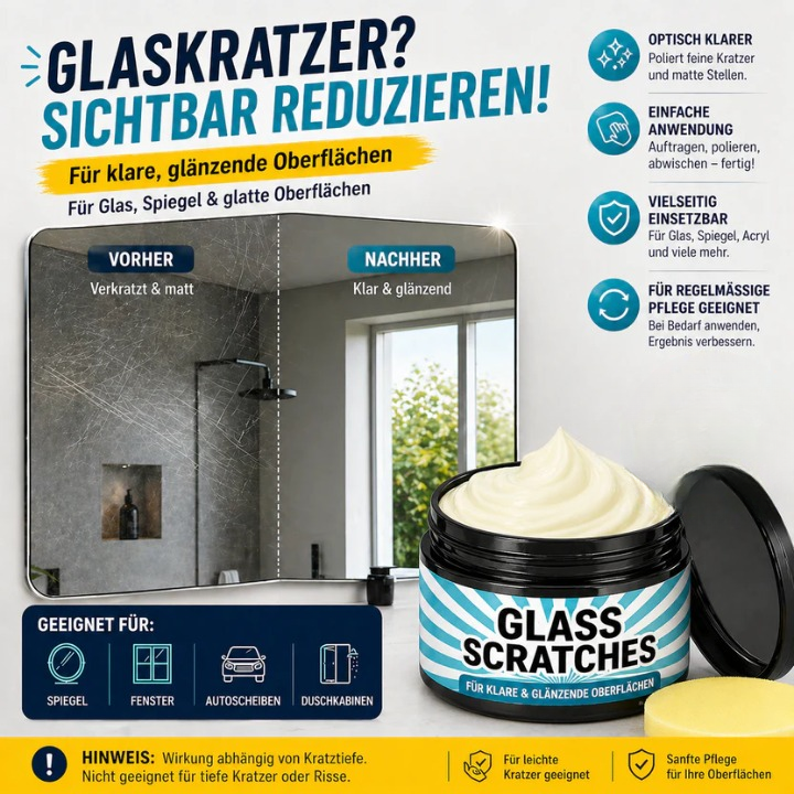 Glanzende Glasreinigungspaste für Kratzerbeseitigung