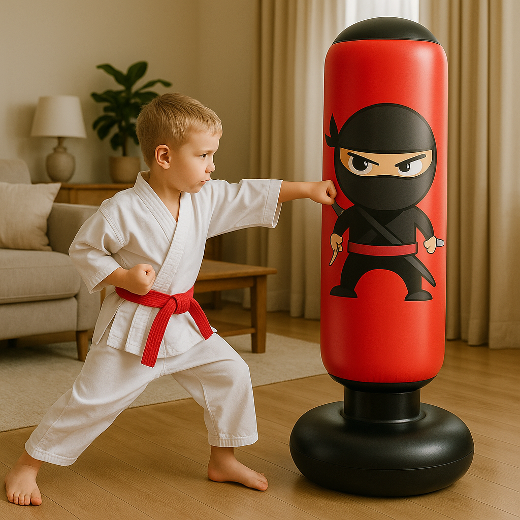 Freistehender Boxsack PowerPunch – Sicherer aufblasbarer Boxsack für Kinder 2–15 Jahre
