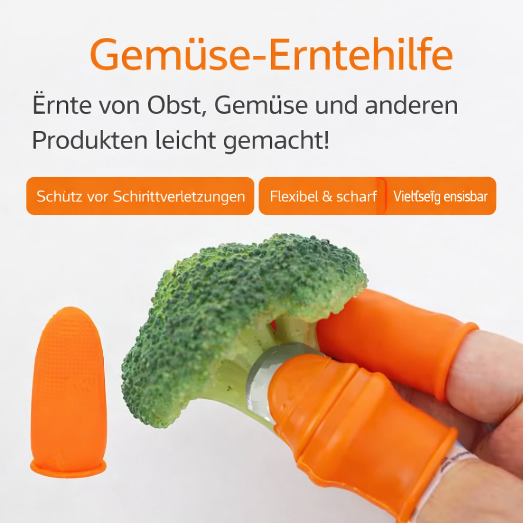Ergonomische Erntehilfe mit Daumenmessern für Obst und Gemüse